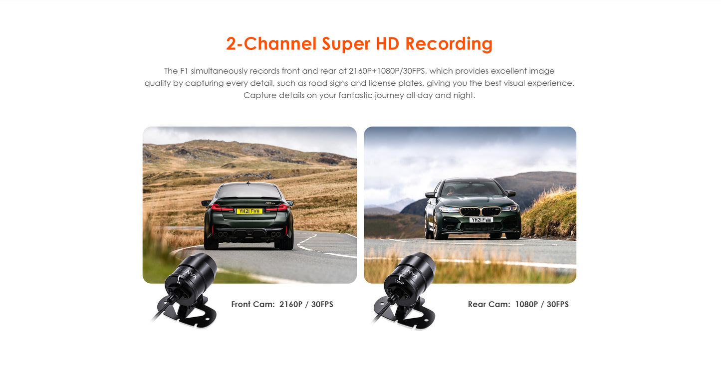 Vantrue Falcon F1 4K + Full HD wifi GPS
