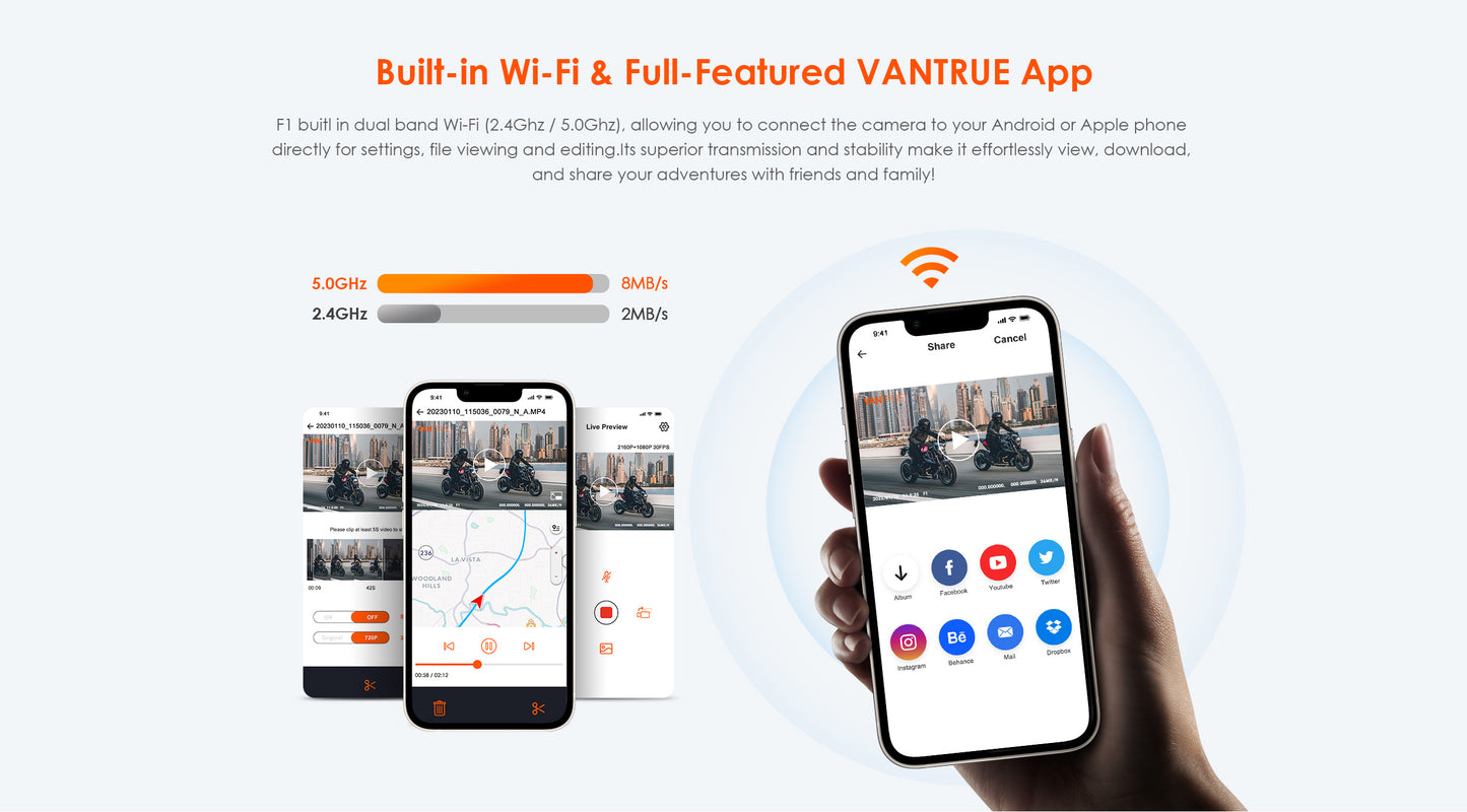 Vantrue Falcon F1 4K + Full HD wifi GPS