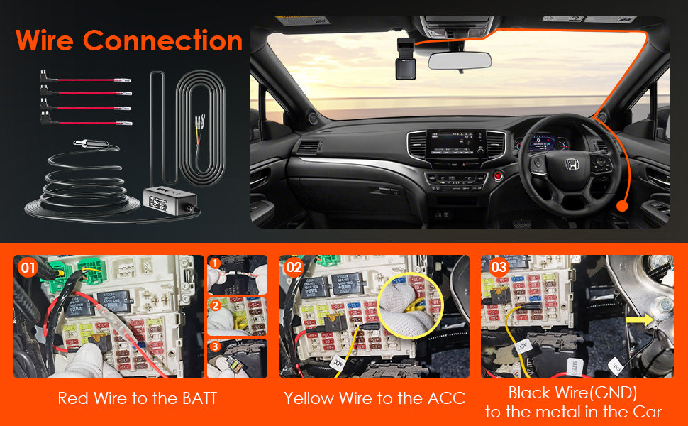 Kit de Câblage ACC Vantrue de 3,5 mètres pour Dashcam N5 / N4 / E3/E2/E1 / N2S / N2 Pro /X4S