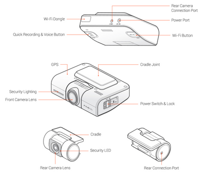 Dashcam Finevu GX4K 4K 2160P avant et Full HD 1080P arrière