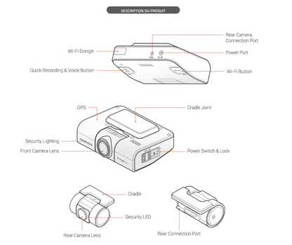 Dashcam Finevu GX1000 DOUBLE QHD 2K 1440P avant et arrière