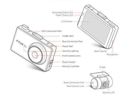 Dashcam Finevu GX7000 LCD QHD 2K avant et Full HD arrière